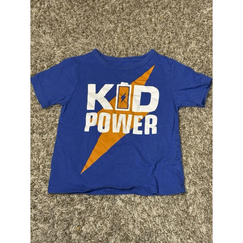 The Childrens Place Toddler Boy 2T Blue Kid Power Graphic T Shirt Short